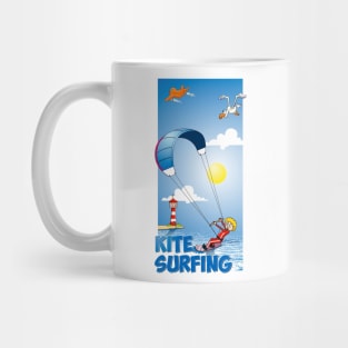 Funny and colourful kite surfing illustration Mug